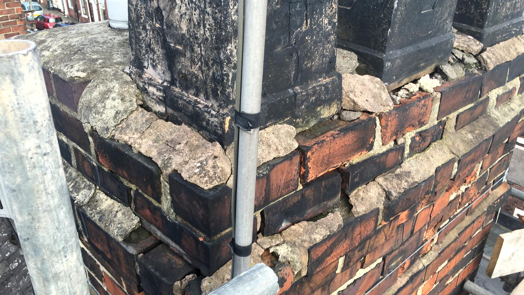 New lead flashing installed around chimney